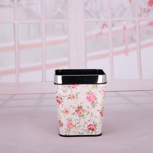 中跃 方形无盖垃圾桶 欧式创意个性时尚皮革客厅餐厅家用垃圾桶