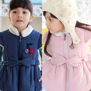 时尚韩版童装 2013冬装女童加厚马甲背心棉衣外套 小可爱童棉服