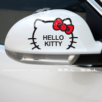 kitty盖划痕汽车反光镜后视镜贴纸个性卡通可爱搞笑反光车贴C033