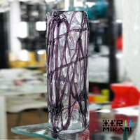 简约现代 柱体紫拉丝超质感 玻璃花瓶 装饰花瓶 插花器 水培