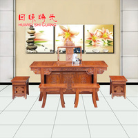 红木茶桌 非洲鸡翅木 全实木家具将军茶台 中式泡茶桌椅组合 特价