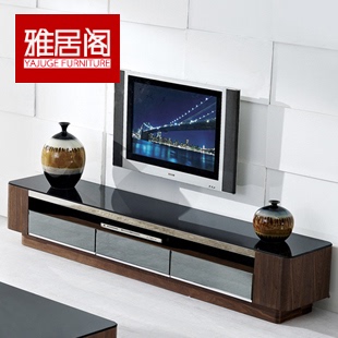 雅居阁家居 茶几 简约现代不锈钢框架 钢化玻璃电视柜 DG306