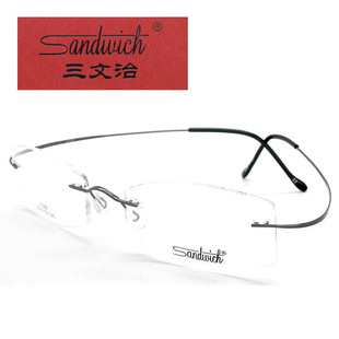 日本进口Sandwich三文治眼镜框纯钛无框男女款近视眼镜架1768专柜