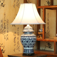 青花陶瓷器中式台灯卧室床头复古典明清风格灯具