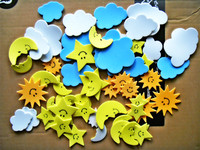 幼儿园儿童区域区角投放材料 奖励贴纸 蓝天云朵太阳星星月亮贴纸