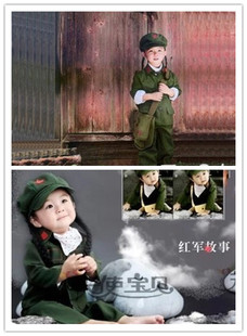 2015军装儿童摄影服装服饰照相百天周岁婴儿宝宝影楼拍照红军卫兵