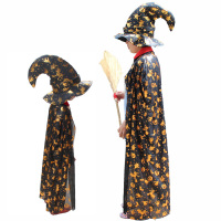 三怪 羊年会服装成人鬼节演出服饰 儿童巫婆披风纱帽弯帽扫帚套装