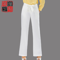 简瞳品质女装2013春夏新款白色高腰OL修身显瘦阔腿长裤子大码K036