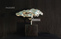 不锈钢创意金属摆件 抽象银色石头雕塑配饰 中式酒吧会所装饰品