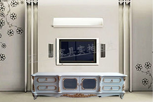 法式家具实木雕刻欧式新古典卧室客厅电视柜白色描金电视柜地柜