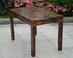 厂家直销 实木碳化长方桌 实木餐桌 碳化仿古桌子 户外庭院桌椅
