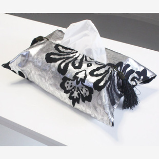 大马士革 黑烫银 麂皮绒 创意 纸巾盒罩/纸巾套 车用