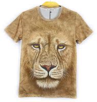 狮子头3D印花t恤男2015夏季装新款男短袖t恤夏天衣服半截袖体恤潮