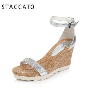 热卖STACCATO/思加图夏季专柜正品羊皮坡跟女凉鞋9RG04BL4