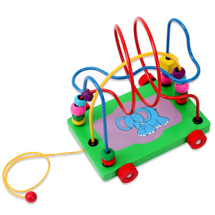 小皇帝益智玩具拖车串珠绕珠婴幼儿智力开发学步车1到3岁宝宝玩具