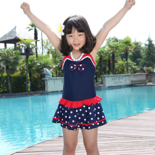 2015新款儿童女孩女童小中大童/韩国韩版涓海连体裙式游泳衣泳装