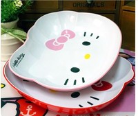 Hello kitty密胺儿童餐盘美耐皿果盘树脂盘水果平盘米饭盘子碟子