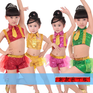 新款女童幼儿园啦啦操表演服舞台服装儿童演出服装现代拉丁舞蹈裙