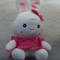 秒杀价生日礼物粉红蝴蝶结圆点裙兔子玩具带挂绳毛绒公仔大兔兔