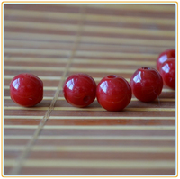 博山传统工艺纯手工灯工红色樱桃红老琉璃珠子DIY配珠10/12mm隔珠