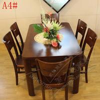 实木餐桌椅组合 餐桌 1.35米餐桌椅 小户型 胡桃色 餐桌椅 饭桌