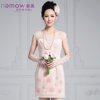 Nemow拿美南梦夏装连衣裙 钉钻立体双层修身裙 雪纺长裙A4K125
