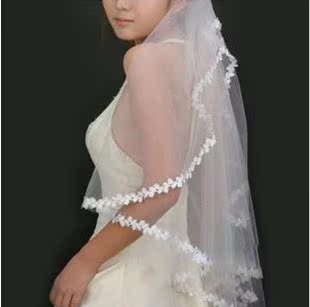 美罗头纱批发1.5米电脑花边头纱 新娘头纱 婚纱头纱 长头纱造型纱