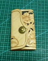 包邮 DIY手工植鞣革植物花卉雕刻钥匙包 进口头层牛皮 个性零钱包
