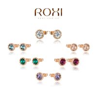 ROXI饰品名牌专柜正品畅销耳饰奥地利水晶镀金多色彩雪莲花耳钉