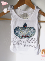 2013童装新款 女童夏装上衣韩版 儿童短袖t恤棉质 印花水钻服