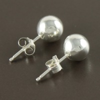 S925纯银圆珠耳钉 时尚简约 7mm光面耳环饰品 欧美风 小福女