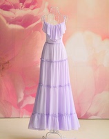 【清仓款】薰衣草紫色波西米亚长裙雪纺吊带裙连衣裙 S2件 L1件