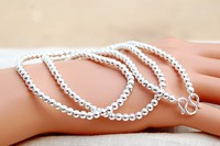 S925纯银 复古圆珠链珍珠链百搭手工个性创意男女纯银项链