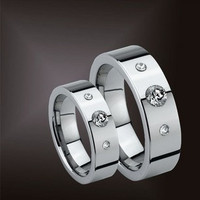 私人定做 刻字保健钨金情侣戒指 钻对戒 指环 婚戒 结婚纪念戒指
