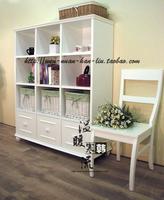 韩式白色实木书柜定做田园风格实木书架定制实木高柜定制木厅柜