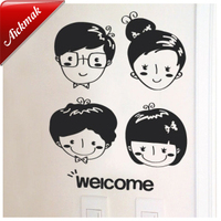 一家四口 名字订做韩式卡通某某的家玻璃贴家具贴客厅卧室墙贴纸