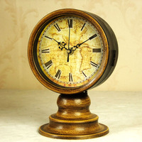 爱森堡欧式铁艺座钟台钟 静音复古钟表客厅创意双面时钟