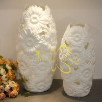 现代时尚白色象牙瓷菊花陶瓷花瓶 客厅落地欧式摆件 特价广东包邮