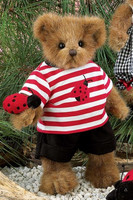 正版Bearington超可爱红白条纹瓢虫T恤泰迪熊玩具 毛绒玩偶