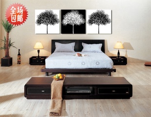 黑白红色经典树系列、对比色、抽象组合现代装饰画客厅卧室挂画