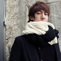 秋冬季韩版黑白色流苏围巾针织男女士款加长毛线围巾围脖两件包邮