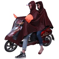高档双色布电动车摩托车自行车雨披防雨双头双人加厚大帽檐雨衣