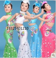 儿童傣族舞蹈服 六一女孩孔雀舞演出服 幼儿少儿傣族舞蹈演出服