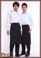 酒店咖啡店餐厅围裙制服 910款黑色半身男款服务员工作服防污围裙