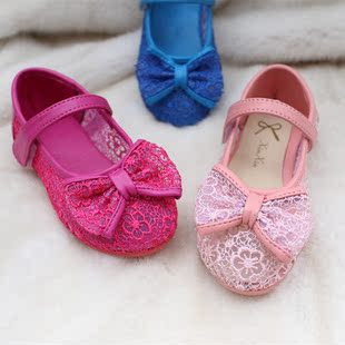 2014韩版女童公主鞋单鞋皮鞋蕾丝透明儿童鞋夏季新款凉鞋简单百搭