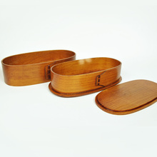 日式双层荷木饭盒便当盒微波加热日本木质环保田园创意可爱餐盒