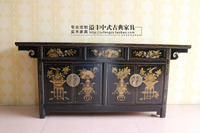 新中式仿古典漆器家具实木手绘餐边柜描金玄关柜装饰客厅储物漆柜