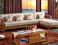 实木布艺沙发 中式实木沙发 转角沙发组合 客厅家具乌金木色 特价