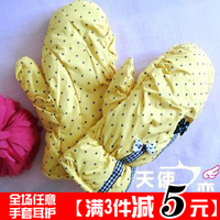 【满3件减5元】小蝴蝶结可爱羽绒保暖手套 女士防风包指手套