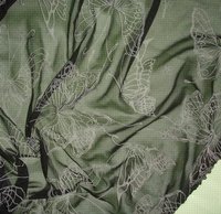 黑色透明灰白色蝴蝶印花弹性冰丝网布(宽幅160CM,18元/米)